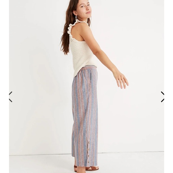 Madewell Side-Button Houston Pull-On Crop Pants in Rainbow Stripe | Size S - Picture 2 of 9